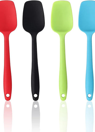 Silicone Spatula Set, Rubber Spoon Spatula for Baking, Heat Resistant Cooking Utensil, Flexible Silicone Spoon Baking Mixing Tool Cooking Gadget (4-Piece)