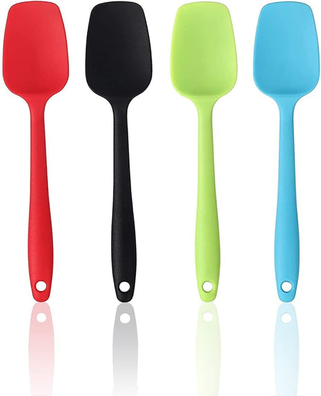 Silicone Spatula Set, Rubber Spoon Spatula for Baking, Heat Resistant Cooking Utensil, Flexible Silicone Spoon Baking Mixing Tool Cooking Gadget (4-Piece)
