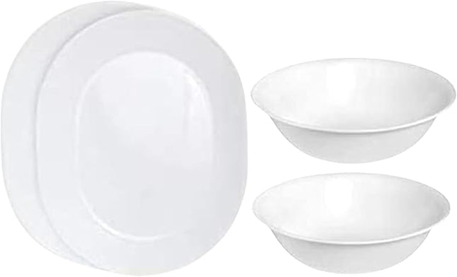 Corelle 12-1/4-Inch Serving Platter, Winter Frost White - 2-Pack with 1-Quart Serving Bowl, Winter Frost White 2PK - Bundle Set of 4
