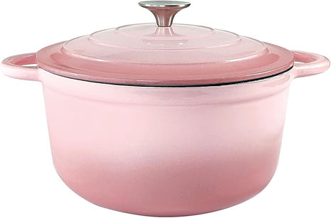 Dutch Oven,Cast Iron Dutch Ovens,Dutch Oven Pot with Lid,4.5 QT Enamel Dutch Pot,Dutch Ovens with Dual Handles,Cast Iron Pot for Braiser,Cooking,Gifts for Family,Pink
