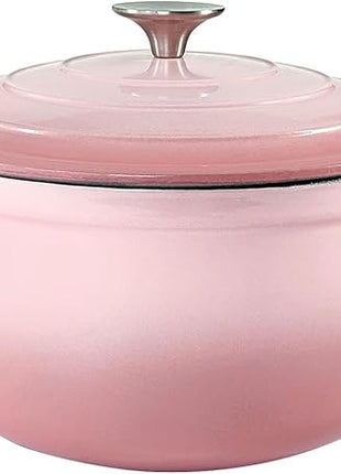 Dutch Oven,Cast Iron Dutch Ovens,Dutch Oven Pot with Lid,3 QT Enamel Dutch Pot,Dutch Ovens with Dual Handles,Cast Iron Pot for Braiser,Cooking,Gifts for Family,Pink