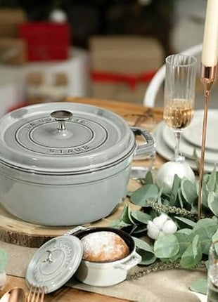 STAUB Cast Iron Roaster/Cocotte, Round, 26 cm, 5 L, Graphite Grey