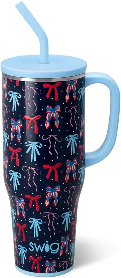 Swiglife 40oz Mega Mug, 40oz Tumbler with Handle and Straw, Extra Large Insulated Tumblers, Cup Holder Friendly Travel Mug (Miss Independence)