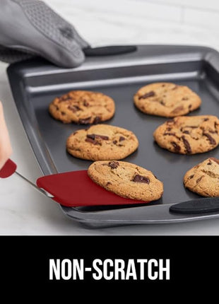 GORILLA GRIP Patented BPA-Free Non-Scratch Spatula, Heat Resistant Flexible Silicone Head for Nonstick Cooking Pans, Soft Rubber Handle, Kitchen Spatulas for Flipping Eggs, Pancakes, 11.6 in, Red