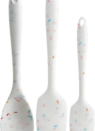 Trudeau Confetti Silicone Utensil Set – 11" Spatula, 11" Spoonula & 8" Small – Reinforced hybrid flexible silicone, BPA-free, heat resistant to 428°F, ergonomic & dishwasher safe.