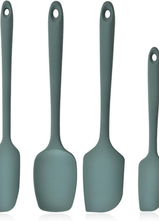 Silicone Spatula, 4-Pack Silicone Set Heat Resistant for Non Stick,Food Grade Cookware with Stainless Steel for Mixing,Cooking,Baking,Flipping,Spreading,Lifting,Serving,BPA Free,Dishwasher Safe(Green)