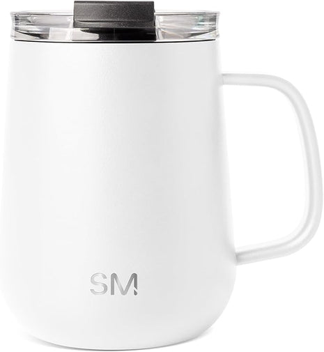 Simple Modern Travel Coffee Mug with Lid and Handle | Reusable Insulated Stainless Steel Coffee Tumbler Tea Cup | Gifts for Women Men Him Her | Voyager Collection | 12oz | Winter White