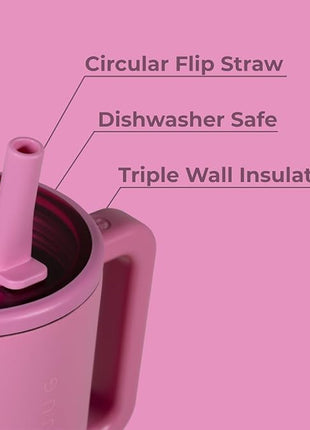 HydroJug Traveler - 40 oz Water Bottle with Handle & Flip Straw - Fits in Cup Holder, Leak Resistant Tumbler-Reusable Insulated Stainless Steel & Rubber Base - Gifts for Women & Men, Taffy