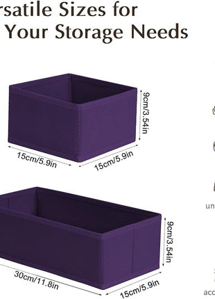 DIMJ Drawer Organizers Clothes, Set of 16 Dresser Organizer Bins, Fabric Closet Organizers and Storage, Shallow Drawer Dividers for Nursery, Clothing, Baby Clothes, Socks, Underwears, Tie (Purple)