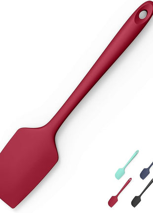600°F Heat Resistant Silicone Spatula, Doosu High Temp Flexible Kitchen Rubber Bowl Scrapers Food Grade Seamless Baking Supplies Scratch-Proof for Scraping Non-Stick Pans (Red, 11.4in)