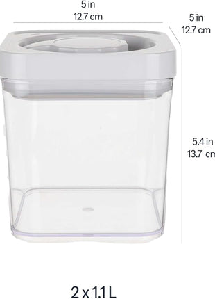 Amazon Basics Airtight Food Storage Containers, BPA Free, with Twist/Turn Lids, for Kitchen Pantry Organization, 10-Piece Square Set, Clear Plastic