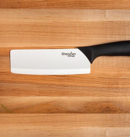 Shenzhen Knives 6 Inch Ceramic Vegetable Cleaver (Nakiri Knife). Lightweight Kitchen Cutlery for Precision Slicing and Cooking. Japanese Chef Kitchen Aid - Professional Cooking Knife