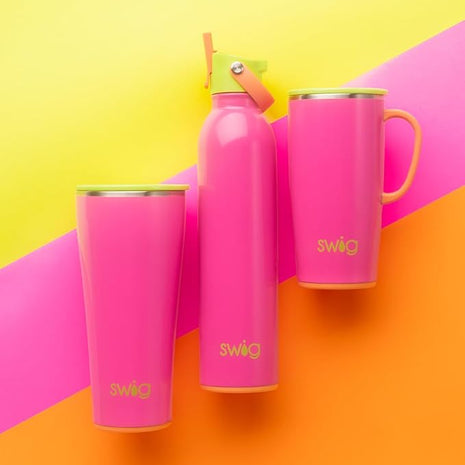 Swig Life 22oz Travel Mug, Insulated Tumbler with Handle and Lid, Cup Holder Friendly, Dishwasher Safe, Stainless Steel, Travel Coffee Cup, Insulated Mug with Lid (Tutti Frutti)