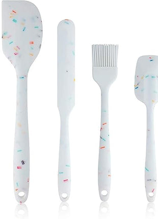 Heat Resistant Silicone Spatulas Set 6pcs, Seamless Design Non-Stick Mixing Spatulas with Stainless Steel Core, Premium BPA-Free Rubber Spatula Baking Cooking Utensile for Home Kitchen BBQ (white)