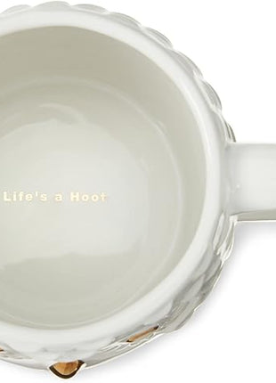 Pinky Up Olivia Owl Mug, Cute Mugs for Women, Tea Tumbler Cup, Tea Accessory Gifts, Owl Design, White and Gold, 16oz