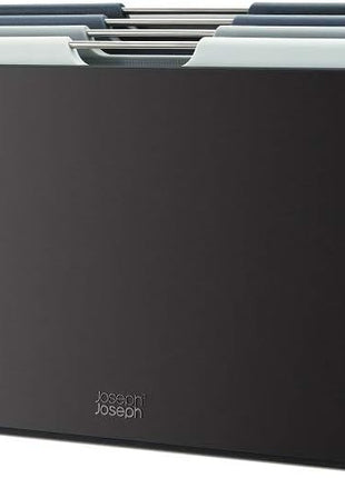 Joseph Joseph Folio 4-Piece Colour coded Cutting Board Set, Slimline case for organized Kitchen storage, Graphite