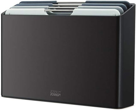 Joseph Joseph Folio 4-Piece Colour coded Cutting Board Set, Slimline case for organized Kitchen storage, Graphite