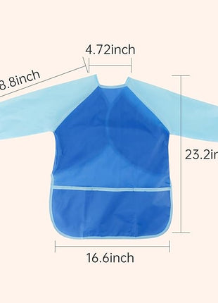 CUBACO Kids Painting Apron, 2pcs Waterproof Art Smocks For Child 3-8 Years, Kids Smocks for Painting Aprons with Long Sleeve