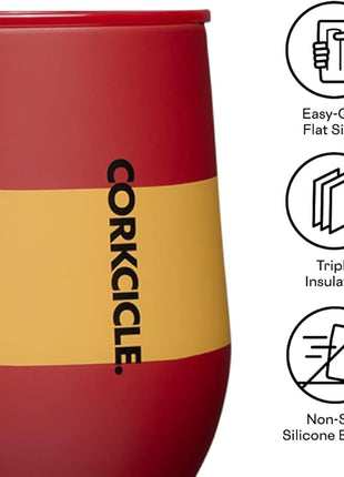 Corkcicle Stemless Insulated Wine Glass Tumbler - Keeps Beverages Cold 6 Hours & Hot 3 Hours - Stainless Steel - Easy-Grip - Summer Drinkware Gift - Keeps Drinks Ice Cold - 12 oz - Gryffindor