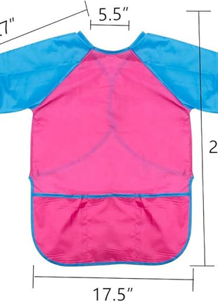 CUBACO Kids Painting Apron, 2pcs Waterproof Art Smocks For Child 3-8 Years, Kids Smocks for Painting Aprons with Long Sleeve