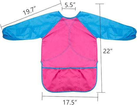 CUBACO Kids Painting Apron, 2pcs Waterproof Art Smocks For Child 3-8 Years, Kids Smocks for Painting Aprons with Long Sleeve