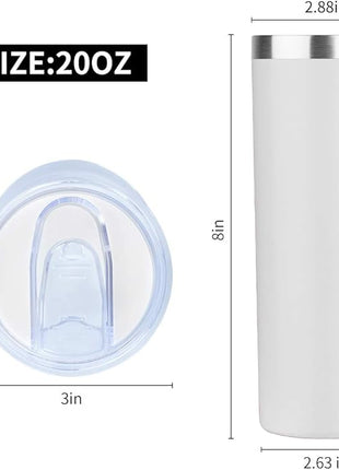 HASLE OUTFITTERS 20 oz Skinny Tumbler, Stainless Steel Insulated Slim Tumbler with Lid, Reusable Double Wall Travel Coffee Mug, Durable Powder Coated Travel Water Cup(White, 1)