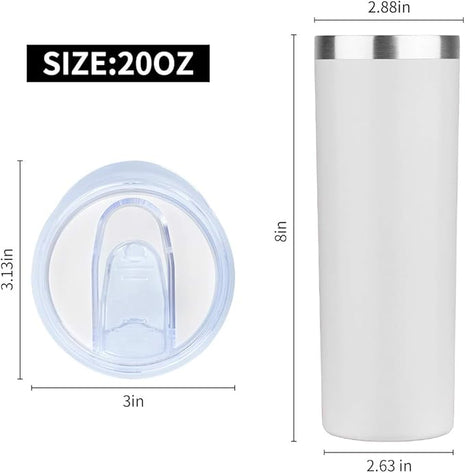 HASLE OUTFITTERS 20 oz Skinny Tumblers Bulk Set, Stainless Steel Insulated Slim Tumblers with Lids, Reusable Double Wall Travel Coffee Mugs, Durable Powder Coated Travel Water Cups(White, 4)