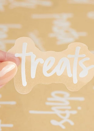 Talented Kitchen Script Pantry Labels - Water-Resistant Reusable Stickers for Pantry Organization - Clear Flour Sugar Stickers - Peel & Stick Spice Jar Labels - 1"-1.5", Laminated Vinyl, 157 Count