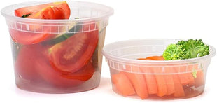 Glotoch Express 8oz & 16oz Combo Pack Food Containers with Lids, BPA-Free Plastic Deli Cups, Leakproof, Microwave/Freezer/Dishwasher Safe, 240 Pack