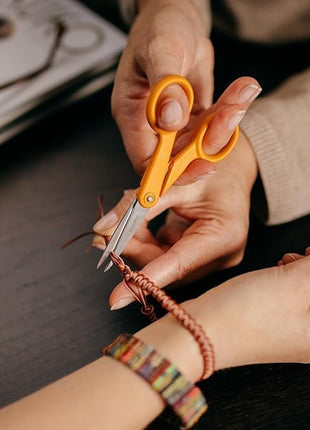 Fiskars Premier No. 5 Micro-Tip Orange-Handled Fabric Scissors - Double Loop Handle - Sewing and Craft Scissors - Orange