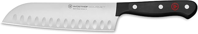 WÜSTHOF Gourmet 7" Hollow Edge Santoku Knife,Black