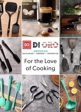 DI ORO Silicone Ladle & Spoons for Cooking – Large Kitchen Spoons for Mixing, Serving, & Stirring - Soup Ladle with Wide Bowl - High Heat Silicone Kitchen Utensils for Nonstick Cookware Safe (Mint)