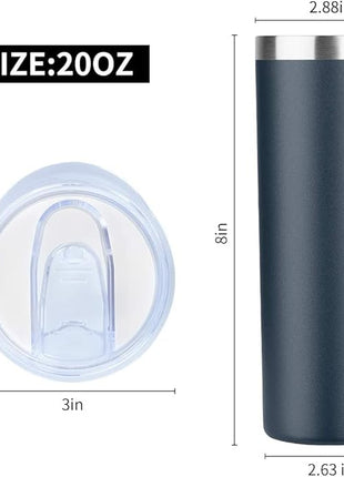 HASLE OUTFITTERS 20 oz Skinny Tumblers Bulk Set, Stainless Steel Insulated Slim Tumblers with Lids, Reusable Double Wall Travel Coffee Mugs, Durable Powder Coated Travel Water Cups(Navy, 12)