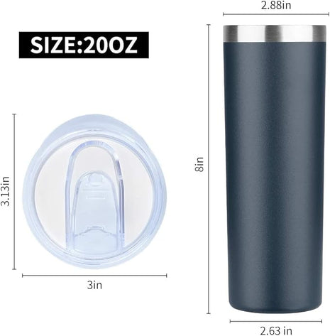 HASLE OUTFITTERS 20 oz Skinny Tumblers Bulk Set, Stainless Steel Insulated Slim Tumblers with Lids, Reusable Double Wall Travel Coffee Mugs, Durable Powder Coated Travel Water Cups(Navy, 12)