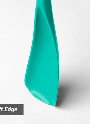 Silicone Spatula Spoon, Great for Both Cooking and Serving Durable BPA-Free Matte Black Silicone, Seamless Design, Safe for Nonstick Cooking Surfaces, 2-Pcs, Teal