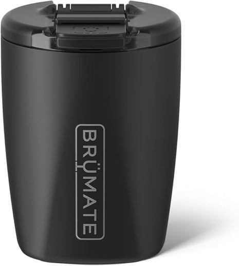 BrüMate Rocks 100% Leak-Proof 12oz Insulated Lowball Cocktail & Whiskey Tumbler - Double Wall Vacuum Stainless Steel - Camping, Travel Tumbler & Cocktail Glass (Matte Black)