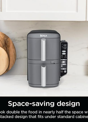 Ninja DoubleStack XL Smart 2-Basket Air Fryer, Smart Cook System, DoubleStack Technology Cook 4 Foods at Once, Space Saving Design, 10 QT, 6-in-1, Smart Finish & Match Cook, Air Fry, Broil, Bake SL451