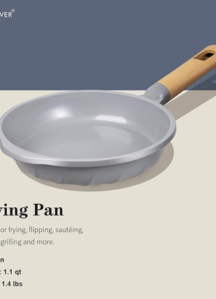 COOKLOVER Nonstick Frying Pan 100% PFOA Free Cookware Induction Skillet Stir Fry Pan (Gray, 7.9 inch)
