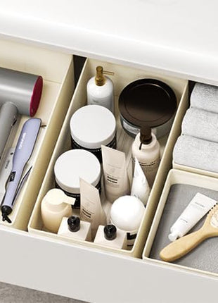 DIMJ Drawer Organizers Clothes, Set of 16 Dresser Organizer Bins, Fabric Closet Organizers and Storage, Shallow Drawer Dividers for Nursery, Clothing, Baby Clothes, Socks, Underwears, Tie (Beige)