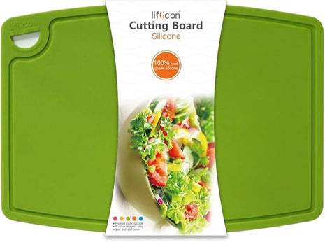 Liflicon Extra Large Thick Silicone Cutting Board 14.6'' x 10.43'' Chopping Board Flexible Cutting Mats Dishwasher Safe-Green