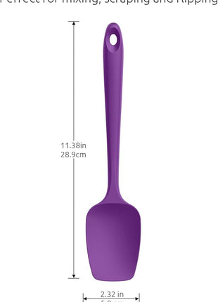 U-Taste Silicone Spoon Spatula Set, 600ºF High Heat Resistant Food Grade Flexible Rubber Scraper, Integrated Cooking Mixing Baking Kitchen Utensils Set of 3 for Nonstick Cookware (Purple)