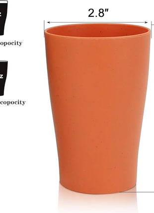 Homienly Wheat Straw Cups Small Plastic Cups Set of 8 Unbreakable Drinking Cup for Kids Reusable Dishwasher Safe Water Glasses Unbreakable Cup for Kitchen, Party, Outdoor (8 OZ, Small Size)