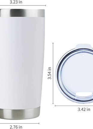DOMICARE 20oz Stainless Steel Tumbler Bulk with Lid, Double Wall Vacuum Insulated Travel Mug, Powder Coated Coffee Cup, Powder White, 12 Pack