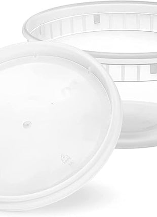 Mr Miracle 8OZ Deli Containers with Lids - 24 Pack of 8 oz Clear Airtight Reusable Plastic Food and Multi-Purpose Deli Containers - Microwave, Freezer, and Dishwasher Safe