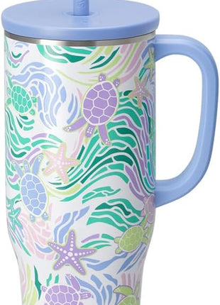 Swig Life 40oz Mega Mug, 40oz Tumbler with Handle and Straw, Extra Large Insulated Tumblers, Cup Holder Friendly Travel Mug (Sea Swirl)