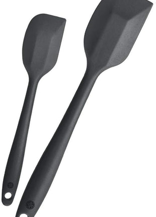 StarPack Basics Silicone Spatula Set of 2 (1 Small, 1 Large), High Heat Resistant to 480°F, Hygienic One Piece Design, Non Stick Rubber Cooking Utensil Set (Gray Black)