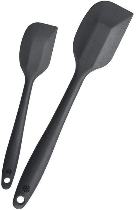 StarPack Basics Silicone Spatula Set of 2 (1 Small, 1 Large), High Heat Resistant to 480°F, Hygienic One Piece Design, Non Stick Rubber Cooking Utensil Set (Gray Black)