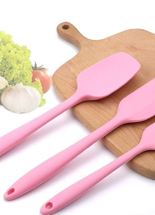Silicone Spatulas Set, Rubber Spoon Spatula Heat Resistant Spoonula One Piece Design Seamless Spatula Non-Stick Scrapers Baking Mixing Tool (Pink)
