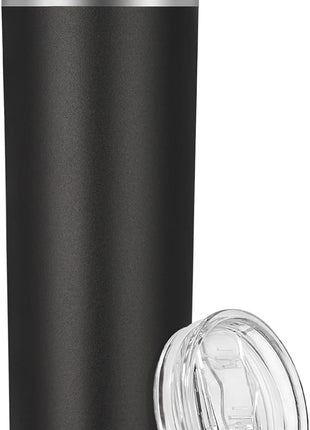 VEGOND Stainless Steel Skinny Tumbler, 20 oz Vacuum Insulated Tumbler with Lid and Straw, Double Wall Coffee Cup, Travel Mug for Cold Hot Drinks, Black 1 Pack