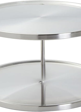 Juvale 2-Tier Lazy Susan Spice Rack Organizer for Cabinet - 10.5 in, Stainless Steel - Kitchen Countertop Organizer & Spice Carousel for Pantry Organization